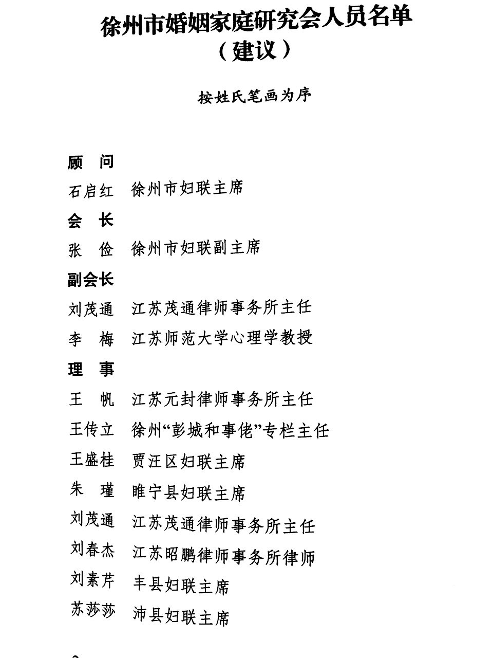 刘春杰律师当选徐州市婚姻家庭研究会理事